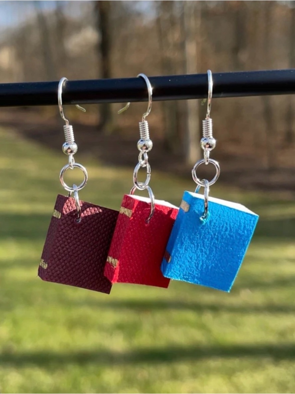 Mini Book Earrings – Green